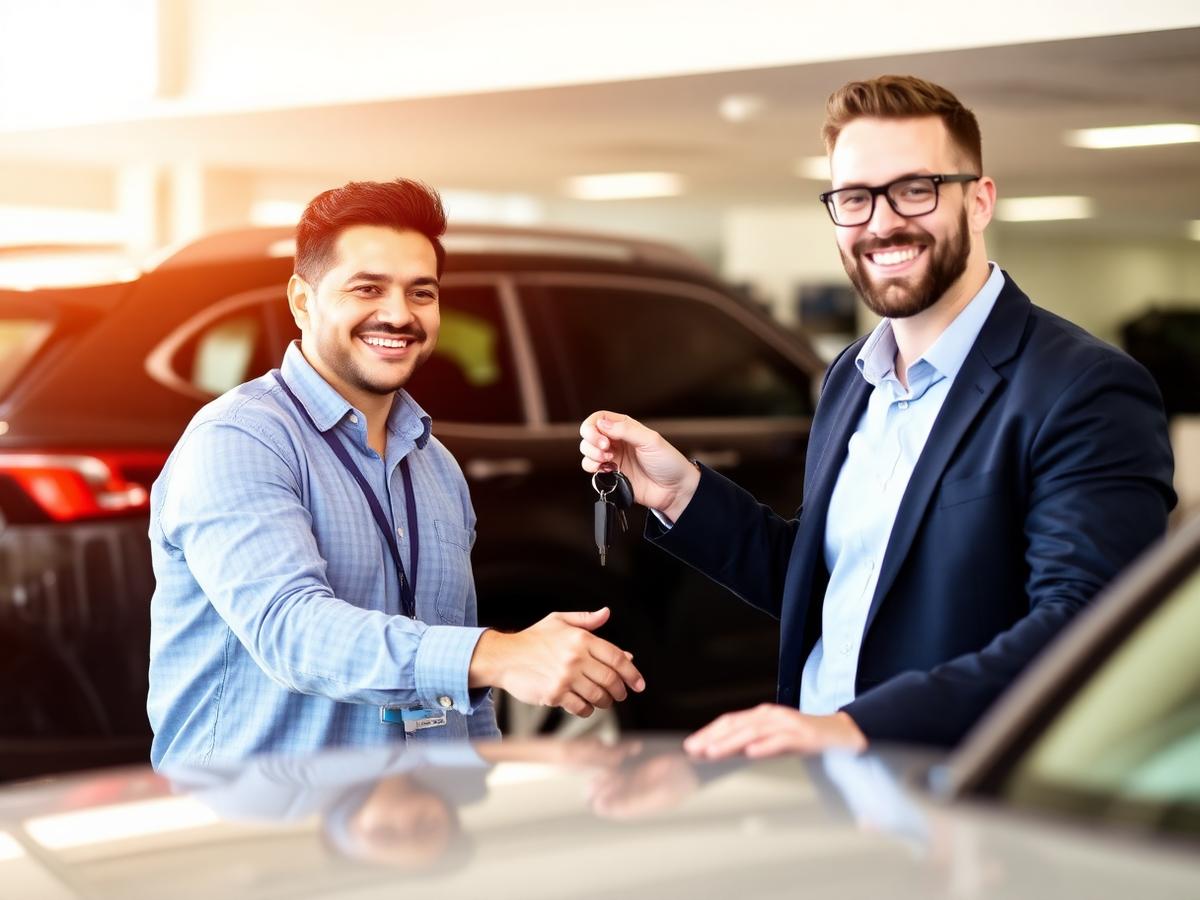 Customer receiving keys at EEmaginme Auto Sales
